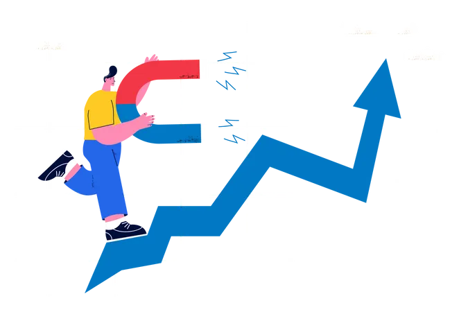Working on sales growth Illustration
