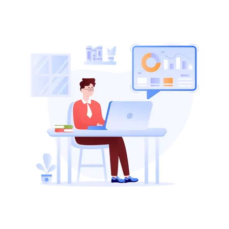A Handy Flat Illustration Of Working Place Illustration