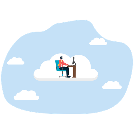 Working remotely from laptop  Illustration