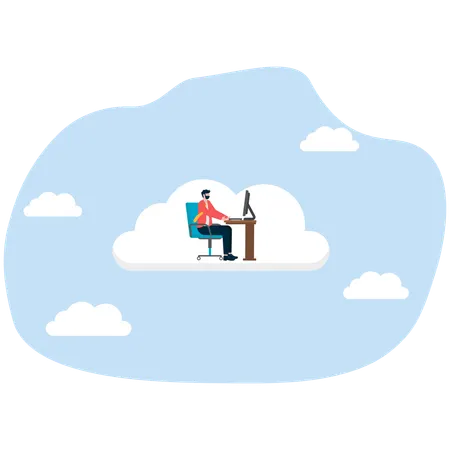 Working remotely from laptop  Illustration