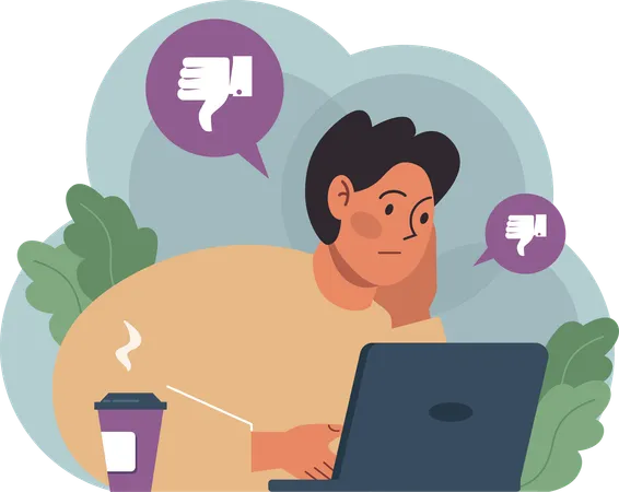 Working sad man looking bad feedback  Illustration