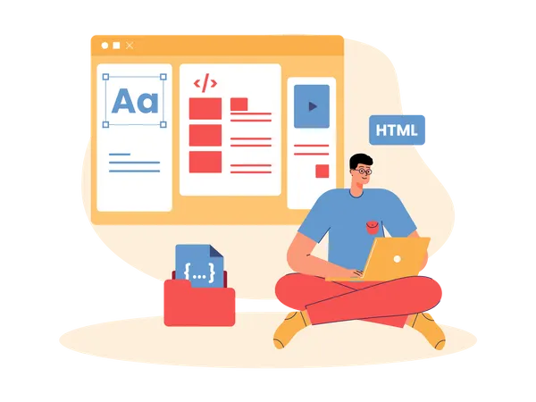 Working website developer  Illustration