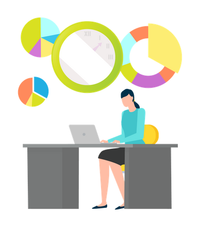 Working woman doing business analysis  Illustration