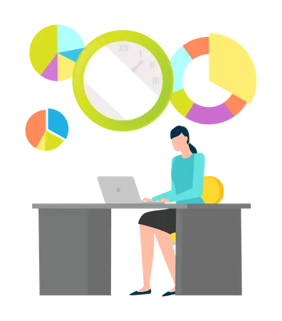 Working woman doing business analysis  Illustration