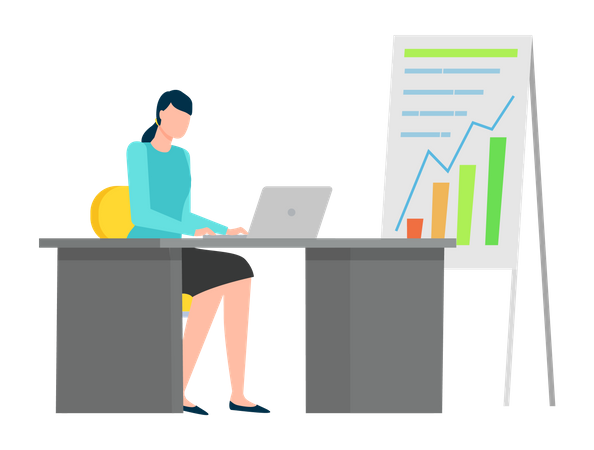 Working woman doing business analysis  Illustration