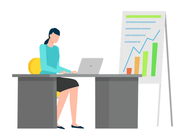 Working woman doing business analysis  Illustration