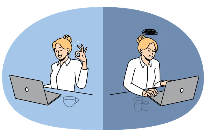 Working woman having working phycology  Illustration