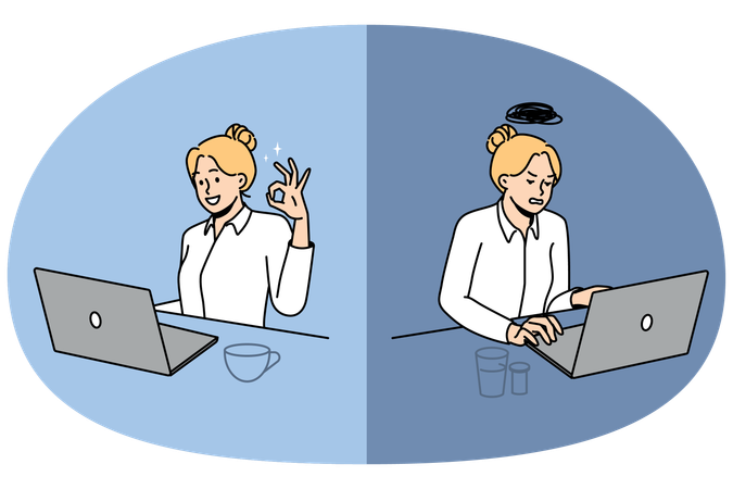 Working woman having working phycology  Illustration