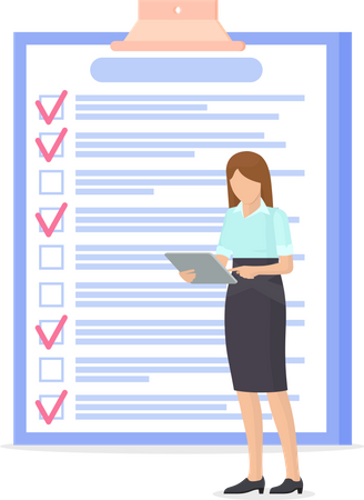 Working woman with schedule list  Illustration