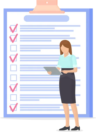 Working woman with schedule list  Illustration