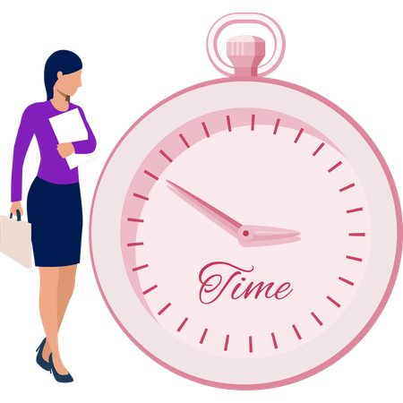 Working women doing work on time  Illustration