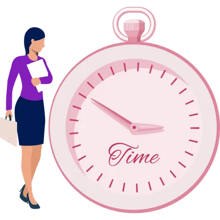 Working women doing work on time  Illustration