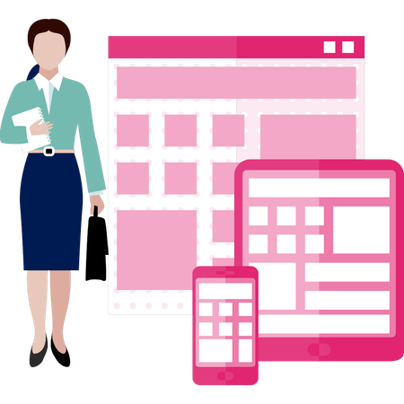 Working women made business graphs  Illustration