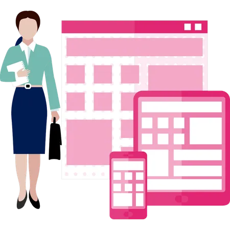 Working women made business graphs  Illustration