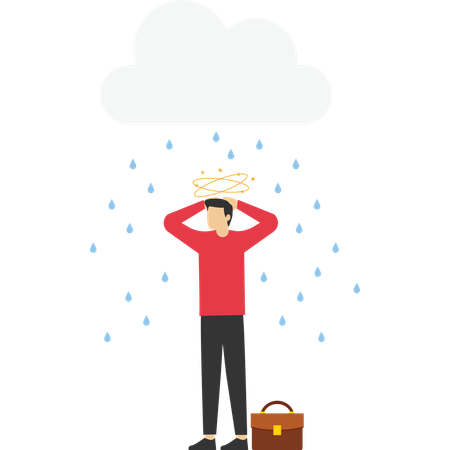 Workload and stress causing depression in office worker  イラスト