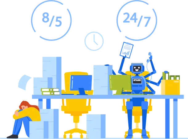 Workload comparison between humans and robots  Illustration