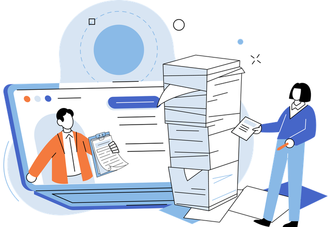 Workload has become massive heap tasks and documents  Illustration