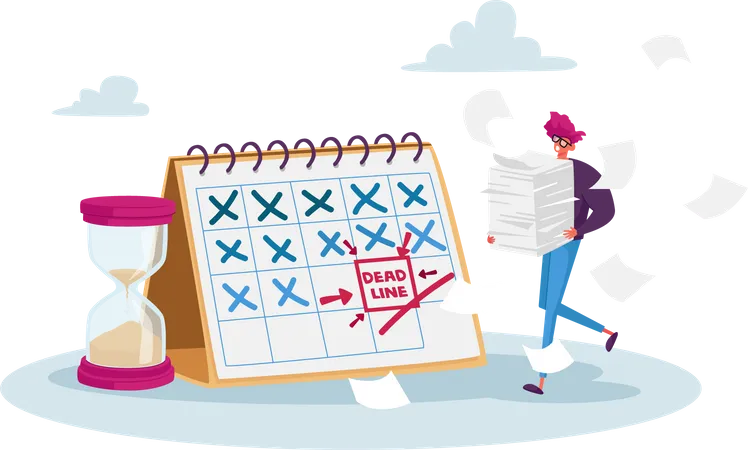 Workload management by employee on deadline Illustration