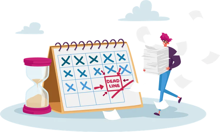 Workload management by employee on deadline  Illustration