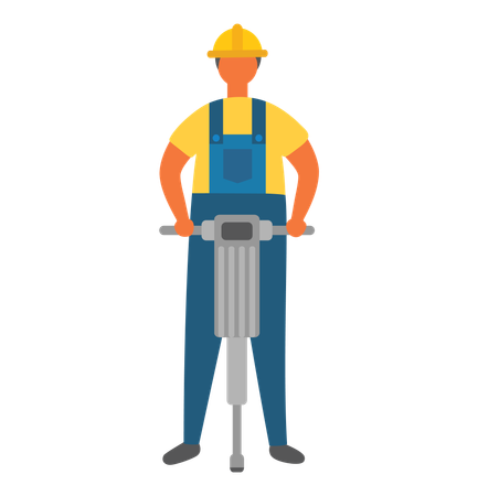 Workman drilling ground  Illustration
