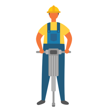 Workman drilling ground  Illustration