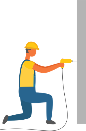 Workman with Drill machine  Illustration