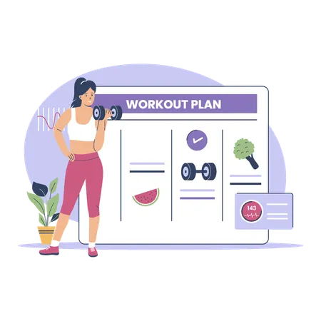 Workout Plan Checklist Concept Healthy Diet Plan Schedule Checklist Flat Illustration Concept Illustration