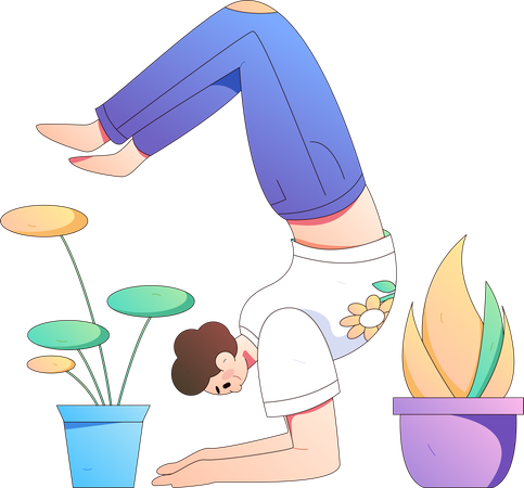 Workout routine of lady  Illustration