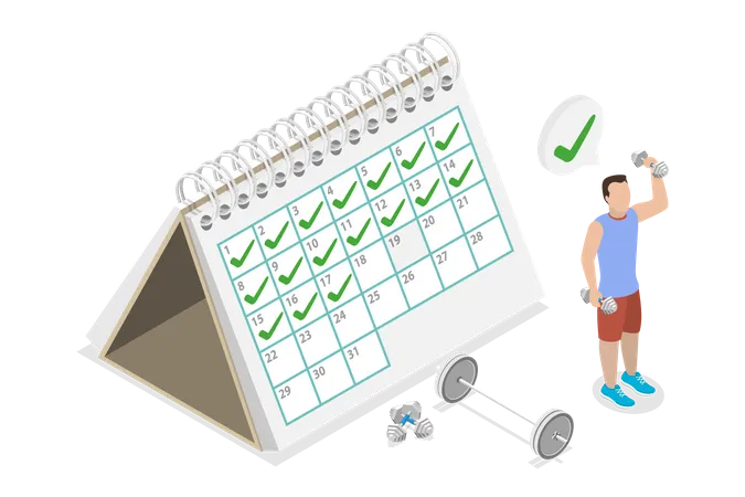 3 D Isometric Flat Vector Conceptual Illustration Of Workout Planner Sports Schedule Illustration