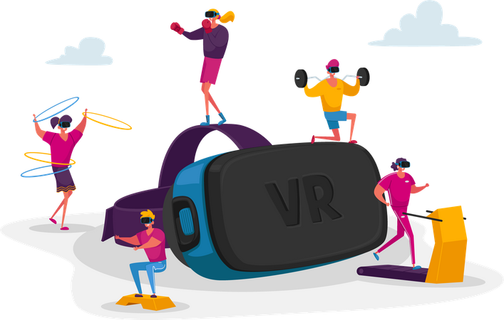 Workout using VR technology  Illustration