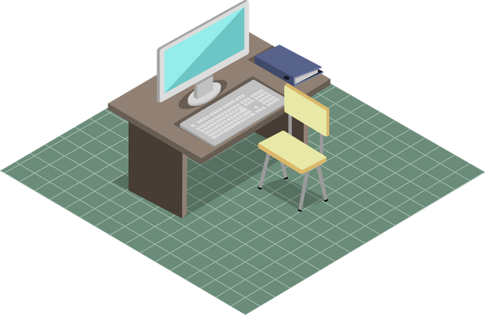 Workplace in Office  Illustration