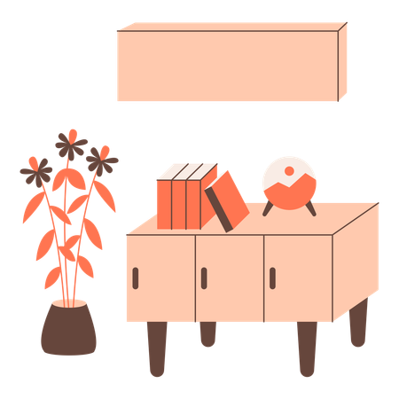 Workplace interior with furniture  Illustration
