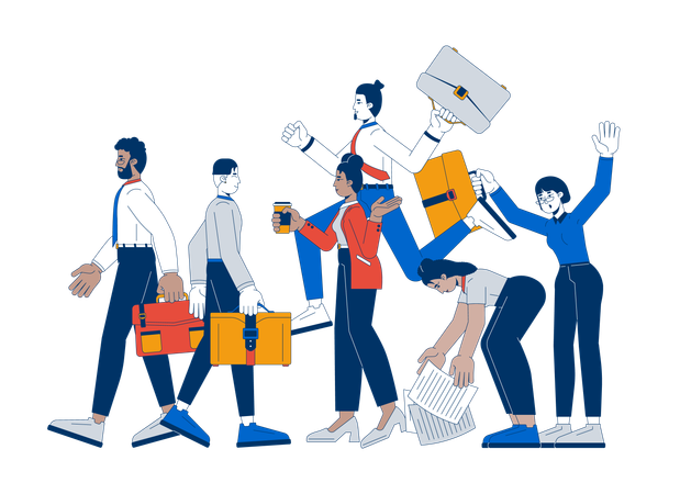 Workplace with busy employees  Illustration