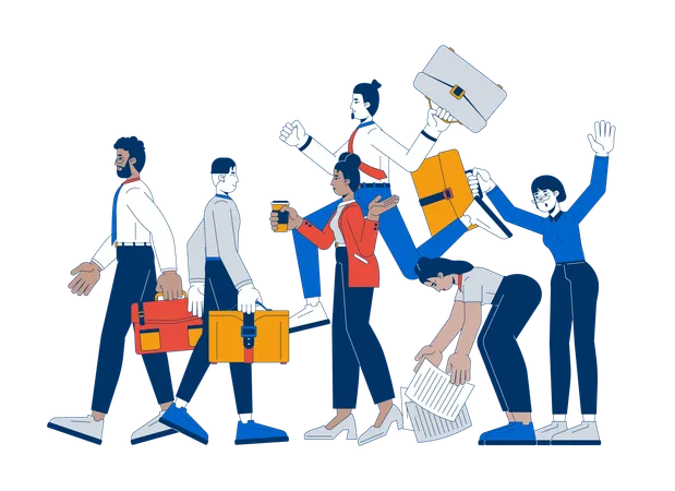 Workplace with busy employees  Illustration