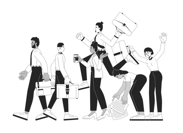 Workplace with busy employees  Illustration