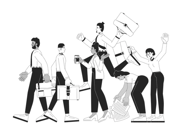 Workplace with busy employees  Illustration