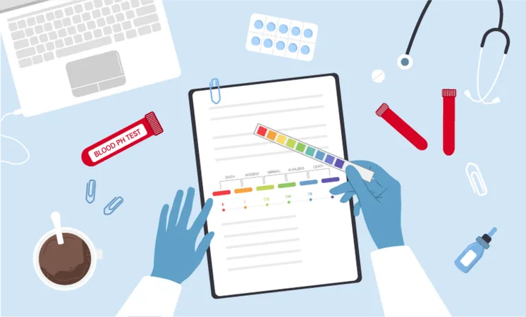 Workplace with test tubes  Illustration