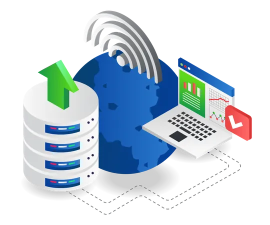 World analytics database server  Illustration