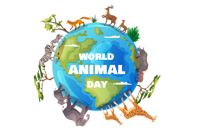 World animal day celebrated on October 4  Illustration