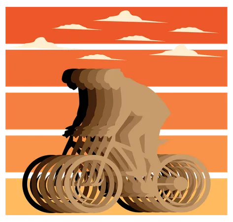 World Bicycle Day Retro Design Landscape Illustration