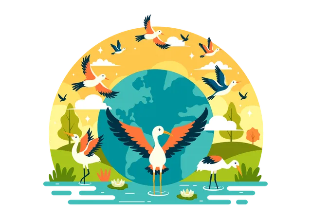World bird migratory day celebration  Illustration