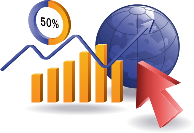 World business development graph  Illustration