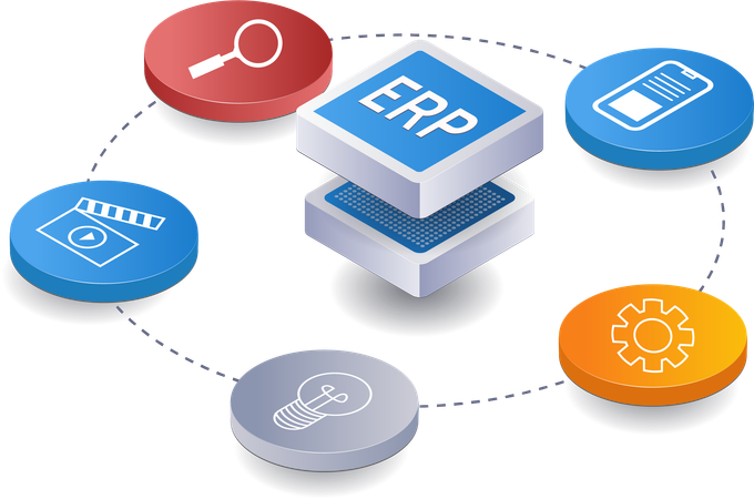 World business ERP network  Illustration