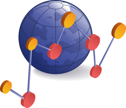 세계 비즈니스 네트워크 심볼  일러스트레이션