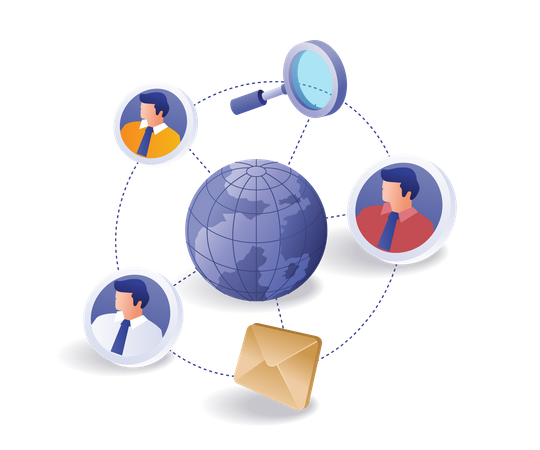 World business team network  Illustration