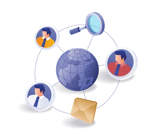 World business team network  Illustration