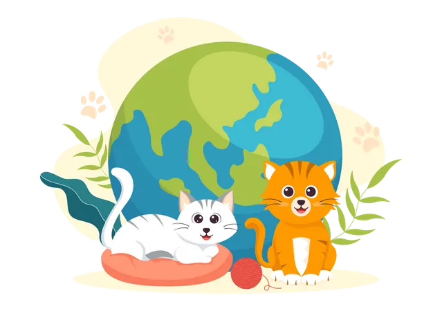 World Cat Day  Illustration