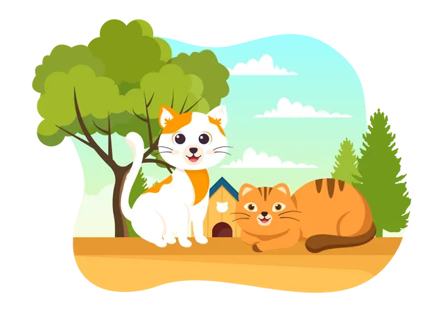 International Cat Day Vector Illustration On August 8 With Cats Animals Love Celebration In Flat Cartoon Hand Drawn Background Templates Illustration