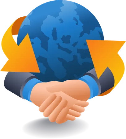 World cooperation handshake  Illustration