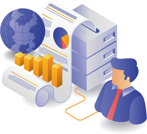 World Data Analysis Server Management F Illustration